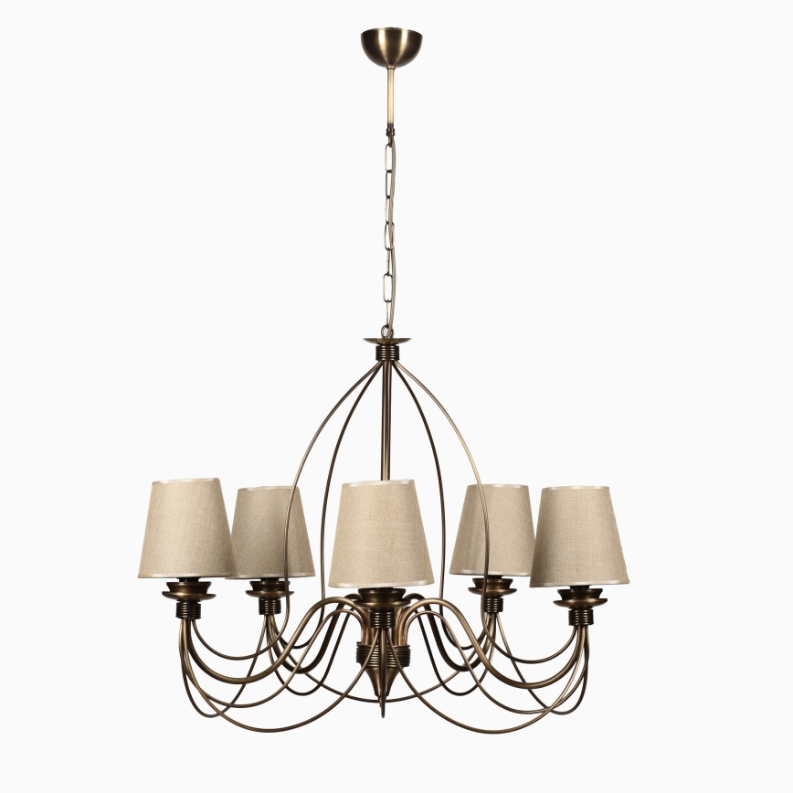Lustra uz ķēdes CLASSIC 5xE14/40W/230V bronzas/bēšas