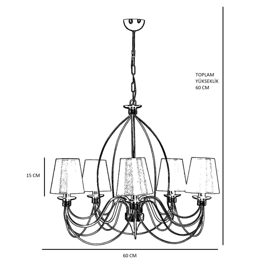 Lustra uz ķēdes CLASSIC 5xE14/40W/230V bronzas/bēšas
