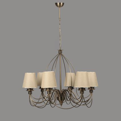 Lustra uz ķēdes CLASSIC 6xE14/40W/230V bronzas/bēšas krāsā