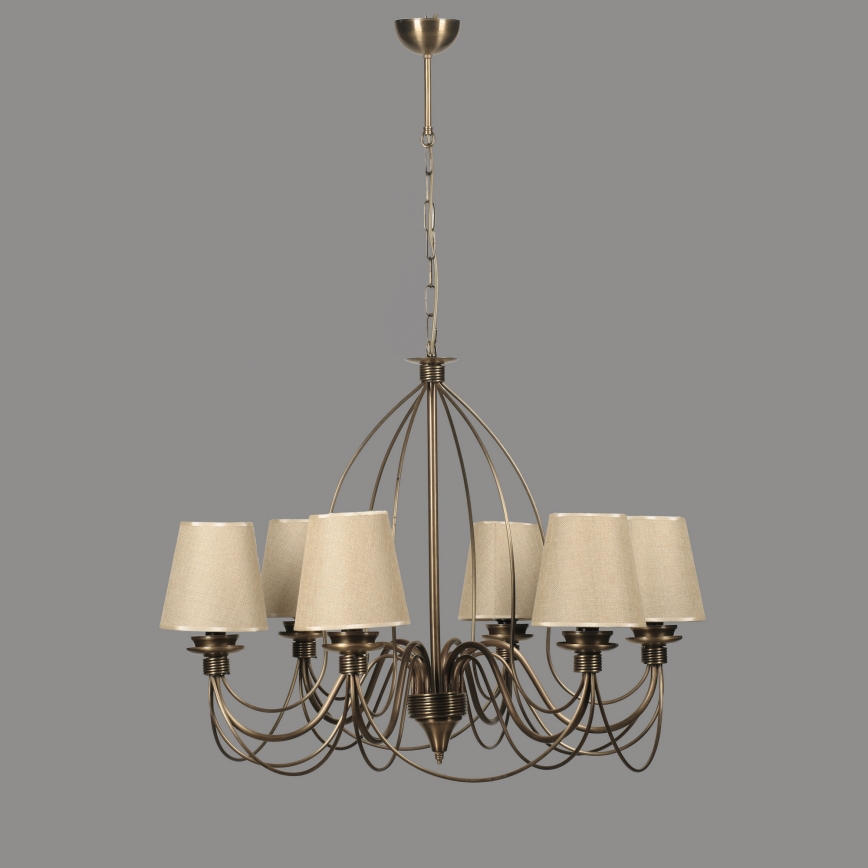 Lustra uz ķēdes CLASSIC 6xE14/40W/230V bronzas/bēšas krāsā
