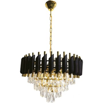 Lustra uz ķēdes CRISTAL 7xE14/10W/230V melna/zelta