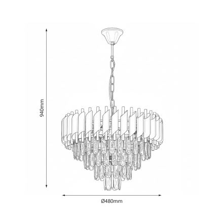 Lustra uz ķēdes CRISTAL 7xE14/10W/230V melna/zelta