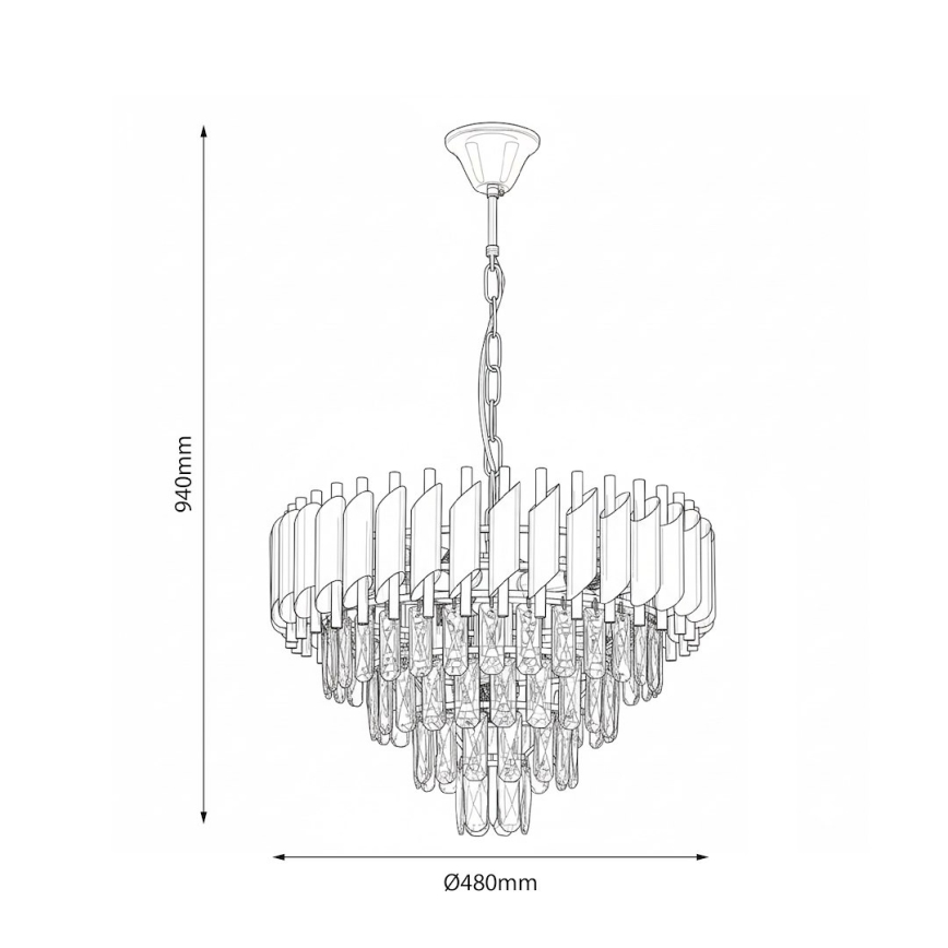 Lustra uz ķēdes CRISTAL 7xE14/10W/230V melna/zelta