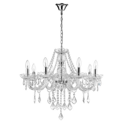 Lustra uz ķēdes CRISTALLO 8xE14/60W/230V spīdīgs hroms