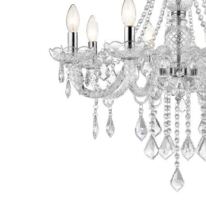 Lustra uz ķēdes CRISTALLO 8xE14/60W/230V spīdīgs hroms