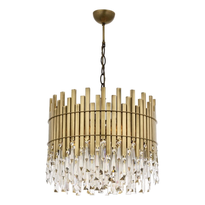 Lustra uz ķēdes CRYSTALLINE 6xE27/40W/230V Ø 40 cm misiņš