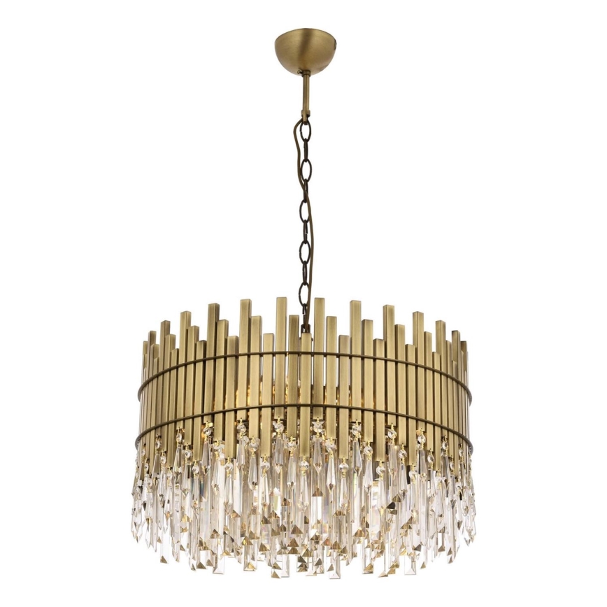 Lustra uz ķēdes CRYSTALLINE 8xE27/40W/230V Ø 60 cm misiņš