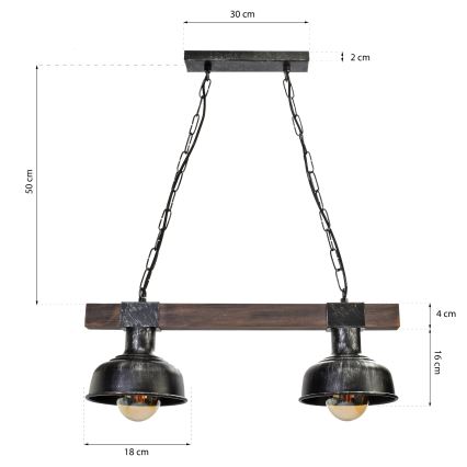 Lustra uz ķēdes FARO 2xE27/60W/230V