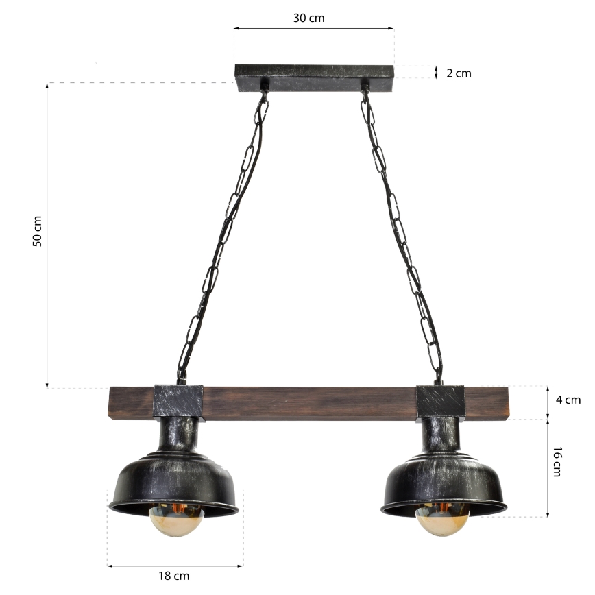 Lustra uz ķēdes FARO 2xE27/60W/230V