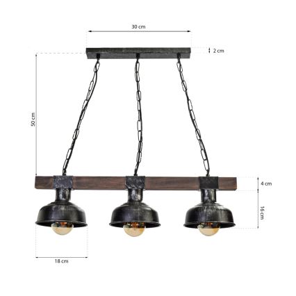 Lustra uz ķēdes FARO 3xE27/60W/230V