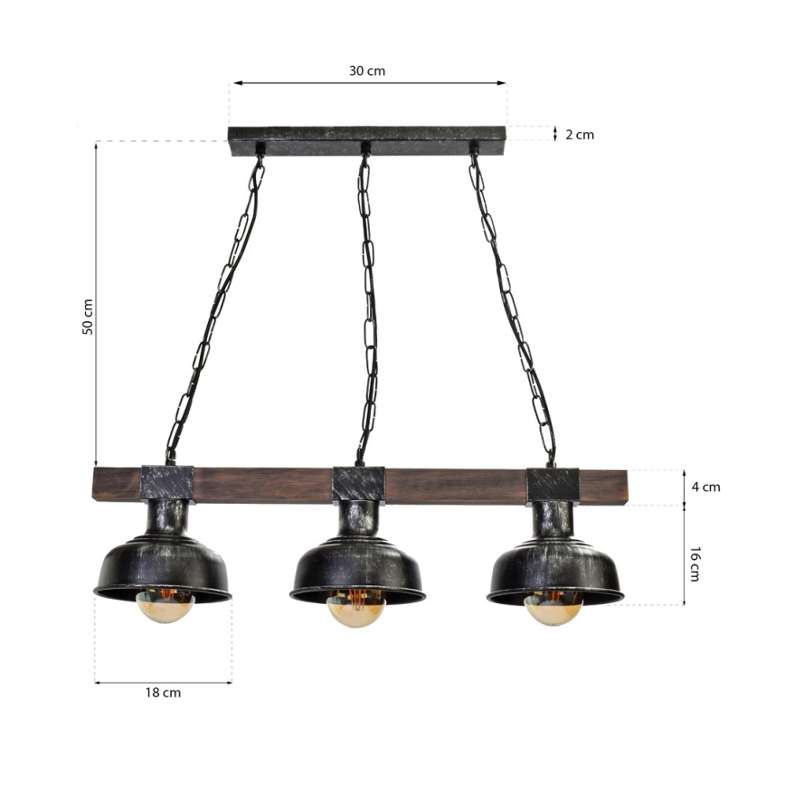 Lustra uz ķēdes FARO 3xE27/60W/230V