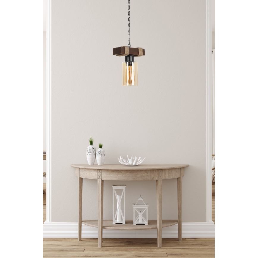 Lustra uz ķēdes JASMIN 1xE27/40W/230V brūna/bēša