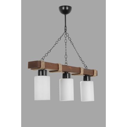 Lustra uz ķēdes JASMIN 3xE27/40W/230V brūna/balta