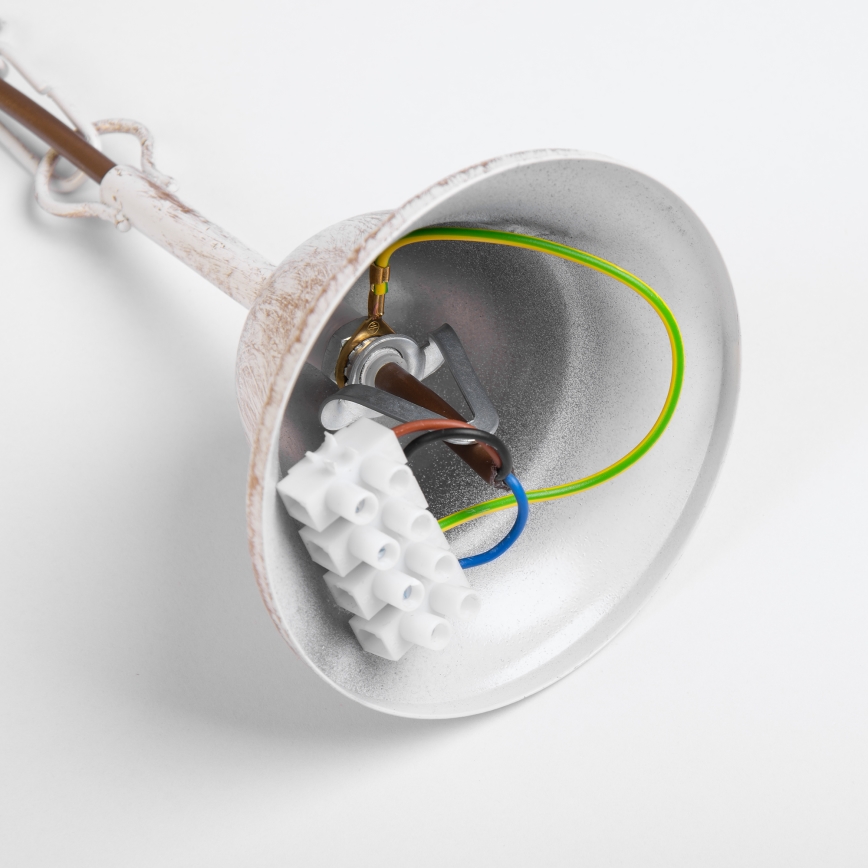 Lustra uz ķēdes MALBO 8xE14/10W/230V balta/zelta/patina