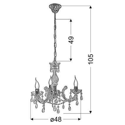 Lustra uz ķēdes MARIA TERESA 3xE14/40W/230V