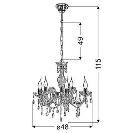 Lustra uz ķēdes MARIA TERESA 5xE14/40W/230V
