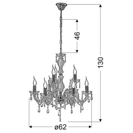 Lustra uz ķēdes MARIA TERESA 8xE14/40W/230V