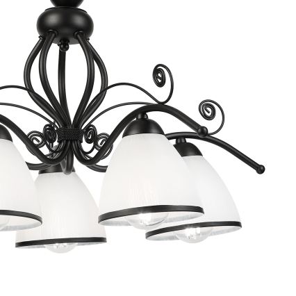 Lustra uz ķēdes RETRO 5xE27/60W/230V melna/balta