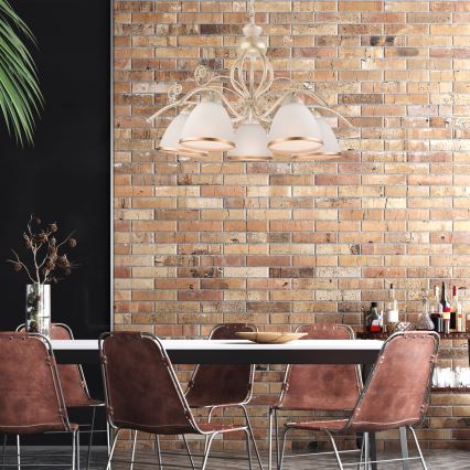 Lustra uz ķēdes RETRO II 5xE27/60W/230V balta patina