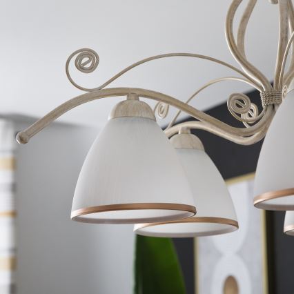 Lustra uz ķēdes RETRO II 5xE27/60W/230V balta patina