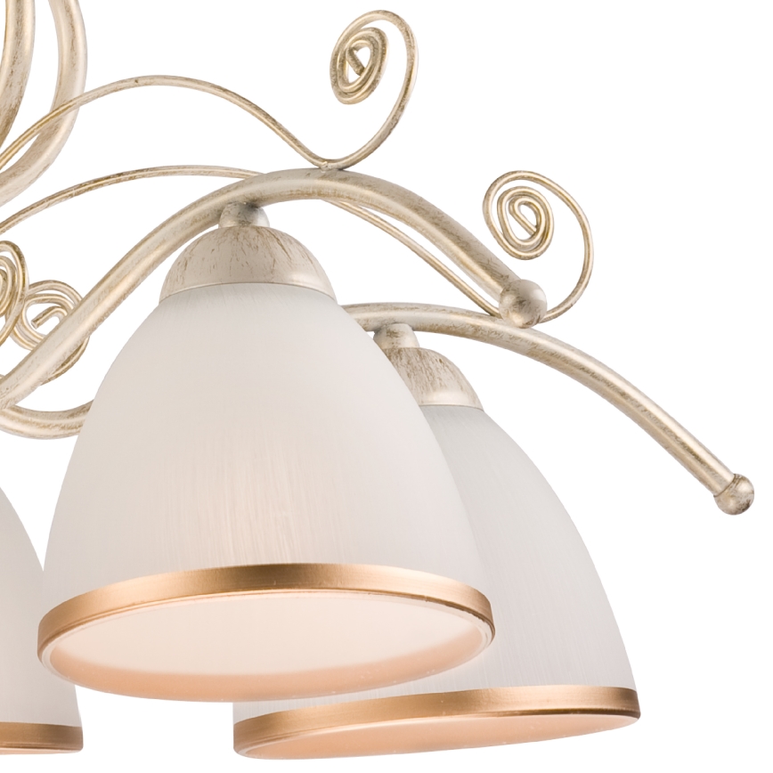 Lustra uz ķēdes RETRO II 5xE27/60W/230V balta patina