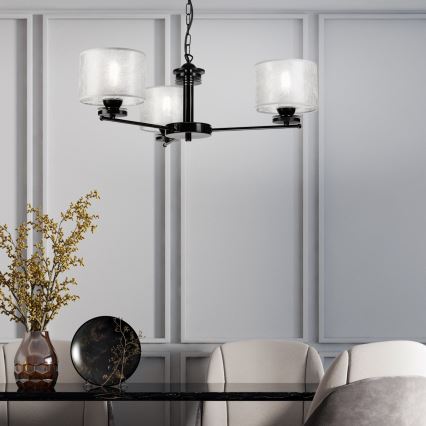 Lustra uz ķēdes ROSA 3xE27/60W/230V melna/pelēka