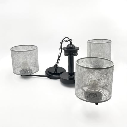 Lustra uz ķēdes ROSA 3xE27/60W/230V melna/pelēka