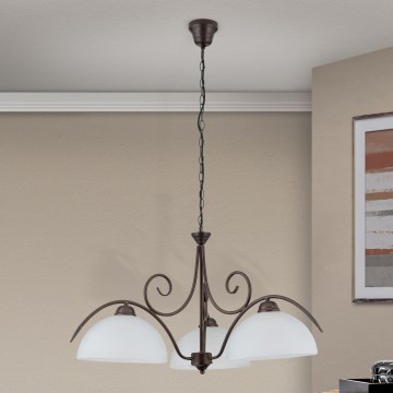 lustra uz ķēdes RULA 3xE27/40W/230V Ø 70 cm balta/bronza