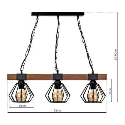Lustra uz ķēdes ULF 3xE27/60W/230V