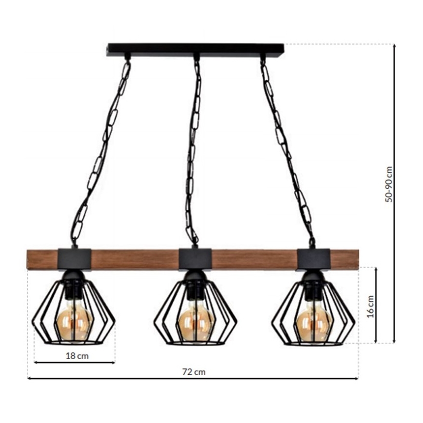 Lustra uz ķēdes ULF 3xE27/60W/230V