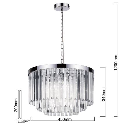 Lustra uz ķēdes VETRO 5xE14/60W/230V spīdīgs hroms