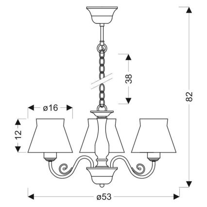 Lustra uz ķēdes ZEFIR 3xE27/40W/230V