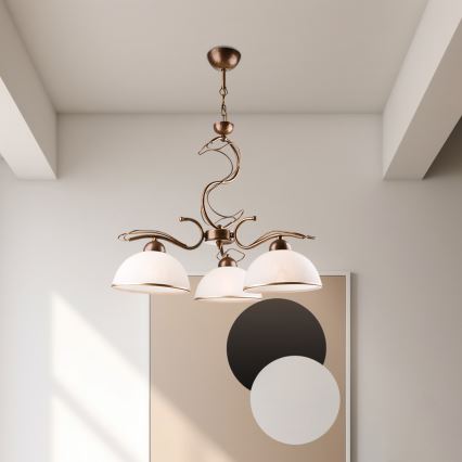 Lustra uz stieņa COBRA 3xE27/60W/230V bronza/patina