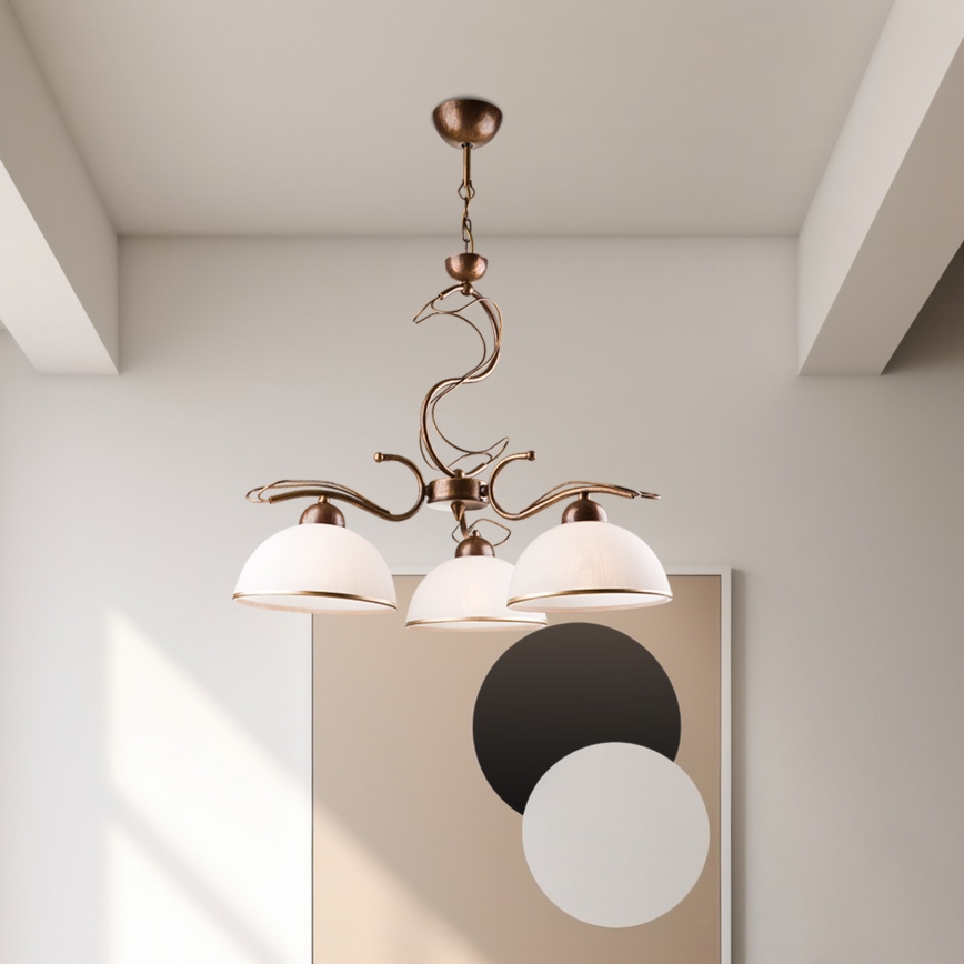 Lustra uz stieņa COBRA 3xE27/60W/230V bronza/patina