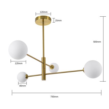 Lustra uz stieņa DORADO 4xG9/40W/230V zelta