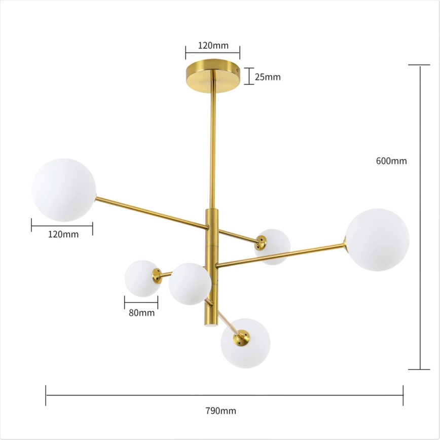Lustra uz stieņa DORADO 6xG9/40W/230V zelta krāsā