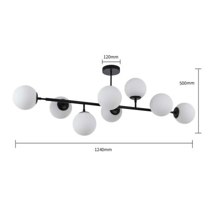 Lustra uz stieņa DORADO 8xE14/40W/230V melna