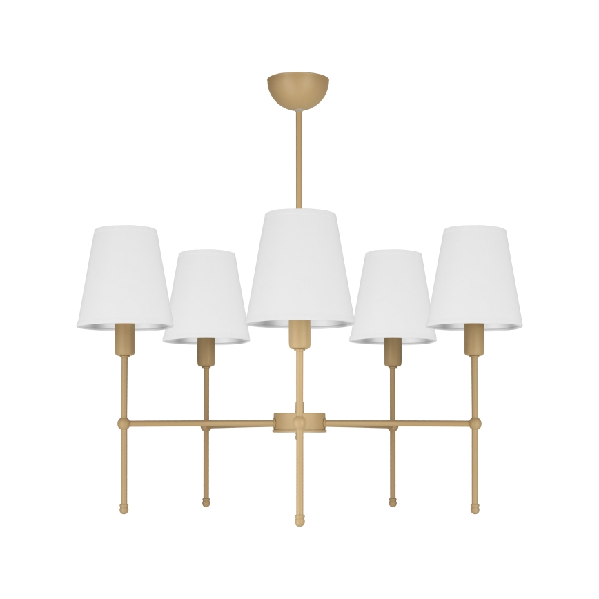 Lustra uz stieņa MADELA 5xE14/40W/230V balta/bēša