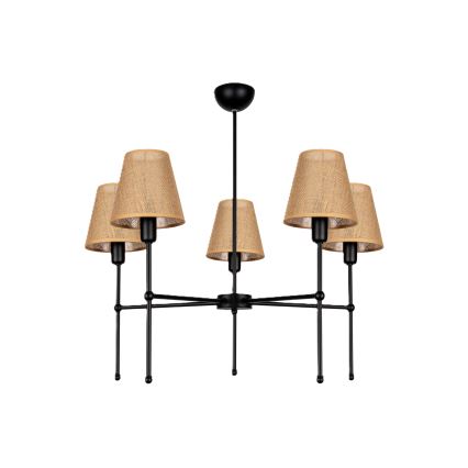 Lustra uz stieņa MADELA 5xE14/40W/230V džuta/melna