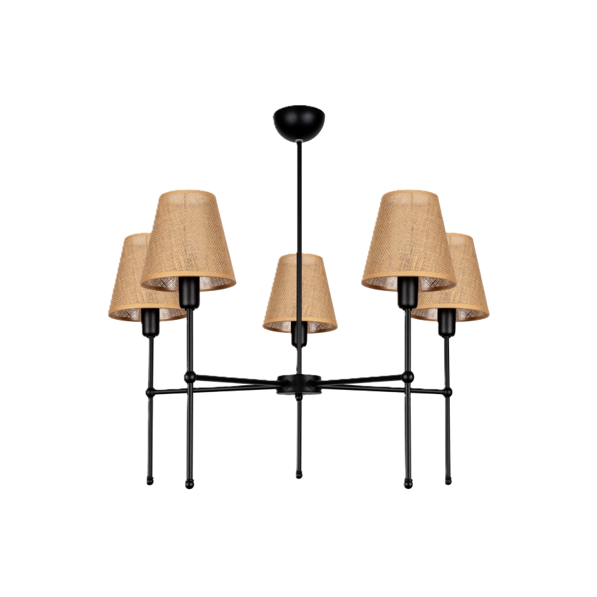 Lustra uz stieņa MADELA 5xE14/40W/230V džuta/melna