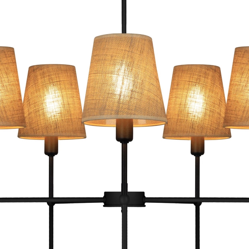 Lustra uz stieņa MADELA 5xE14/40W/230V džuta/melna