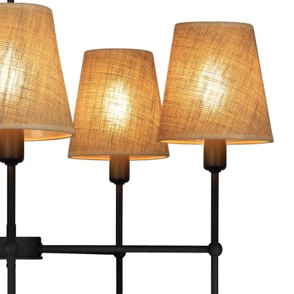 Lustra uz stieņa MADELA 5xE14/40W/230V džuta/melna