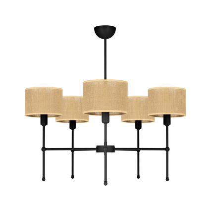 Lustra uz stieņa MADELA 5xE14/40W/230V džuta/melna