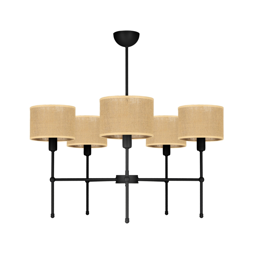 Lustra uz stieņa MADELA 5xE14/40W/230V džuta/melna