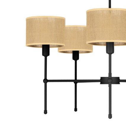 Lustra uz stieņa MADELA 5xE14/40W/230V džuta/melna