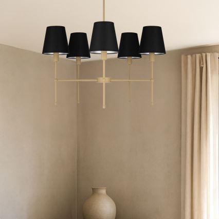 Lustra uz stieņa MADELA 5xE14/40W/230V melna/bēša