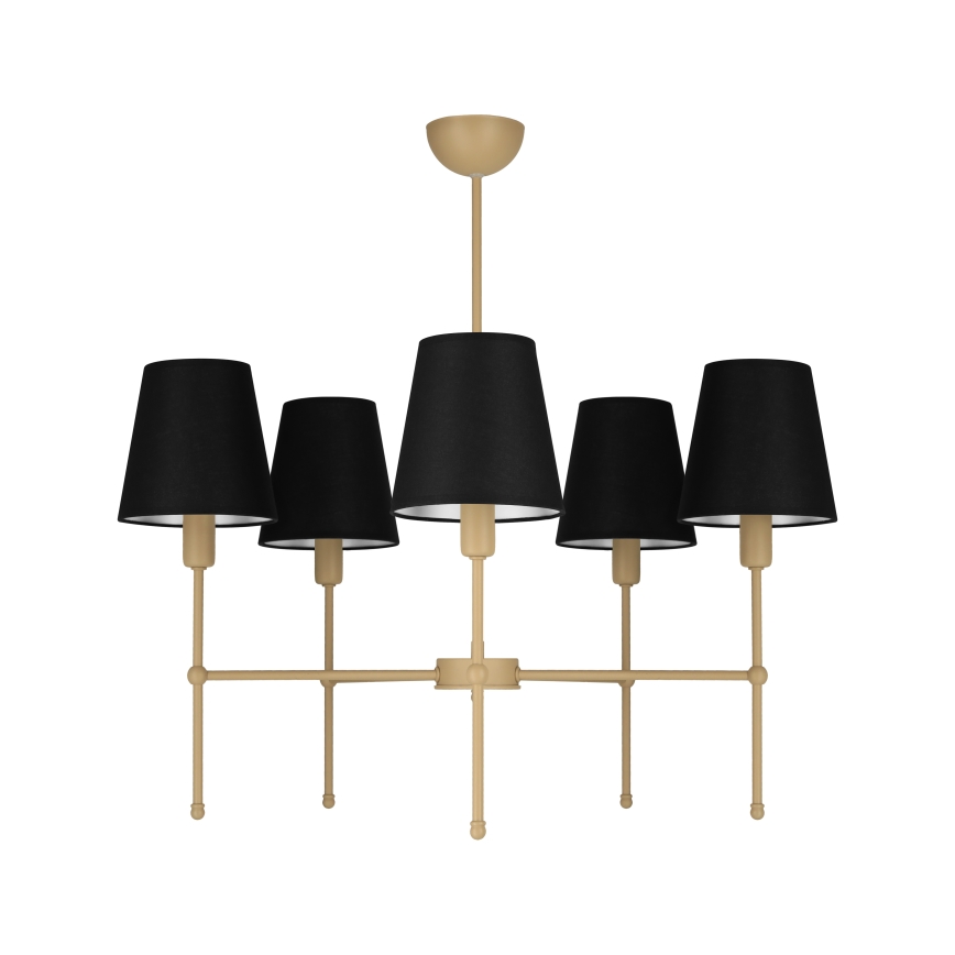 Lustra uz stieņa MADELA 5xE14/40W/230V melna/bēša