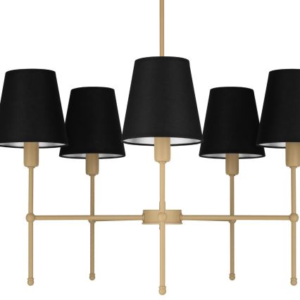 Lustra uz stieņa MADELA 5xE14/40W/230V melna/bēša