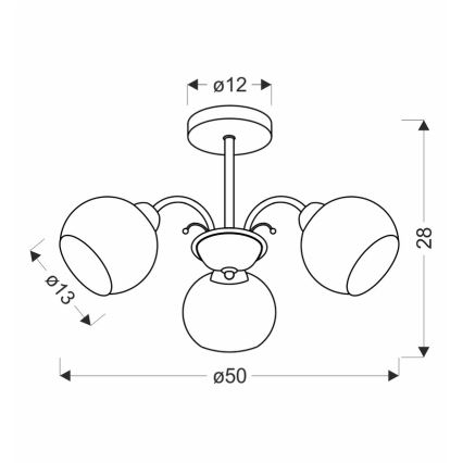 Lustra uz stieņa NESTOR 3xE27/40W/230V misiņš