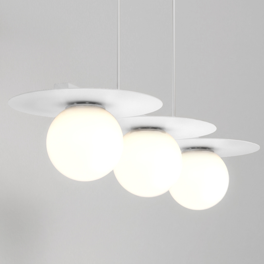 Lustra uz stieples FLAT 3xE27/15W/230V balta